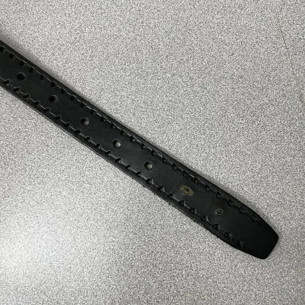 Lauren Ralph Lauren LRL Leather Belt Womens Small Black Silver Buckle Cut Out